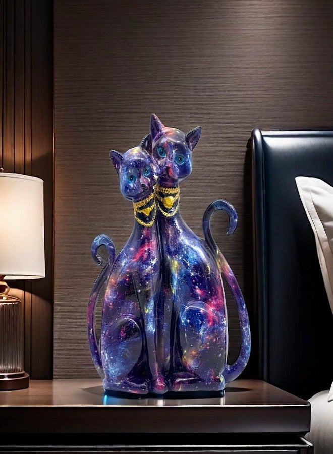 SHTWX Colorful Cat Couple Lover Art Statue Figurine Sculpture, Cats Gifts for Cat Lover, Office Home Decor, Desk Accessories - Image 5
